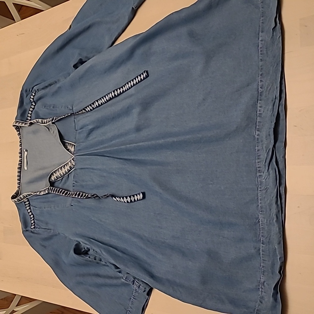 LIKE NEW Y2K Kenneth Cole Reaction Denim Look with Western Trim Mini Dress/Tunic - Picture 12 of 13
